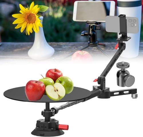 Portable 360° Rotating Camera Slider with Extension Poles, Professional Photography Turntable for Multi Angle Photo and Video Shooting