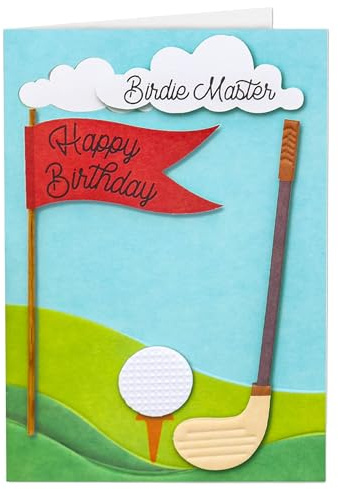 Joli Coon 3D Geburtstagskarte Golf, mit FinePaper Kuvert, 17 x 11,5 cm | 350g Designerpapier, Fine-Paper-Kuvert, goldener Siegelsticker, für persönliche Geburtstagswünsche, Premium-Papeterie