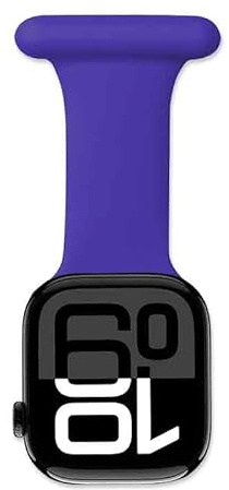 Silicone Nurse Fob Bands, Soft Pin Brooch Band Compatible with Apple Watch Series 10 42mm 46mm Fobs Band, Replacement Strap for iWatch Ultra 2/Ultra (Dark Purple, for Series 3 42/44/45/46/49)