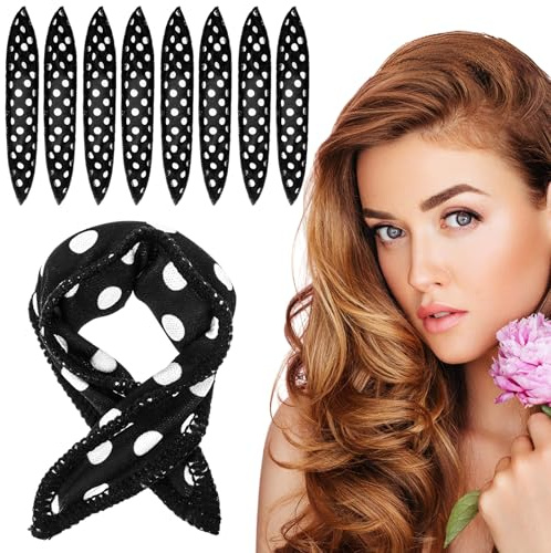 Guduling 8 Stück Lockenwickler Kissen, Schaum Schwamm Lockenwickler | Flexible Weiche Lockenwicklers Curler für Langes,Kurzes,Dickes,Dünnes Haar aller Art zum Locken (Schwarz)