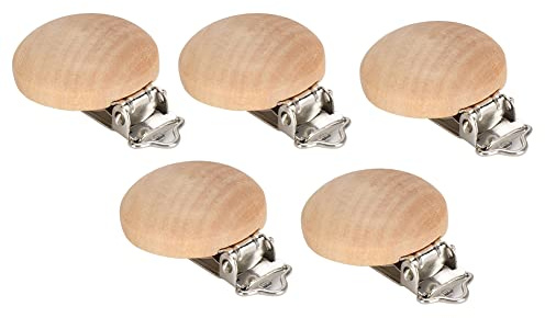 Cocoarm 5pcs Baby Schnuller Clips Dummy-Clips für Säuglingshalterhalter Holz Schnuller Clips Buchenholz Holz Safe Umweltfreundlich Keine Löcher für Kinderbabys