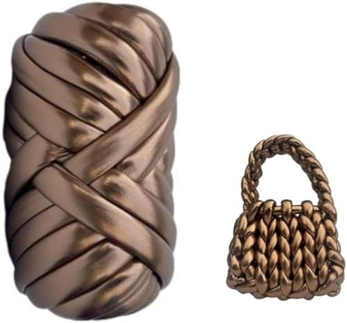 Fettuccia per Borse a Uncinetto, Filo Cotone Grosso Metallico Tubolare Gigante Filato Grosso per Borse, Cestini, Tappeti, Fai da Te Artigianato