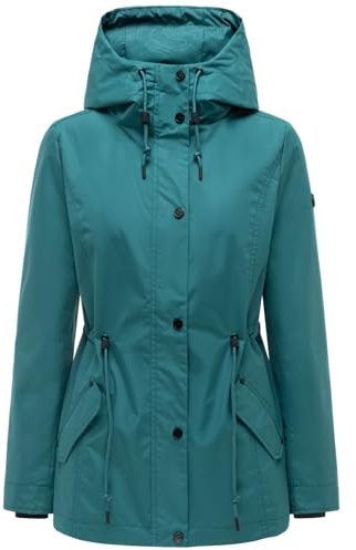 MARIKOO Damen Jacke (XS-3XL) - feste Kapuze, verstellbare Taille, 3 Taschen - N124