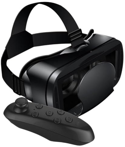 Einstellbares VR Headset mit Game Controller, Immersive 3D Virtual Reality Brille mit Augenschutzlinsen für Smartphones 5-7 Zoll, Komfortables ABS-Design in Weiß und Schwarz