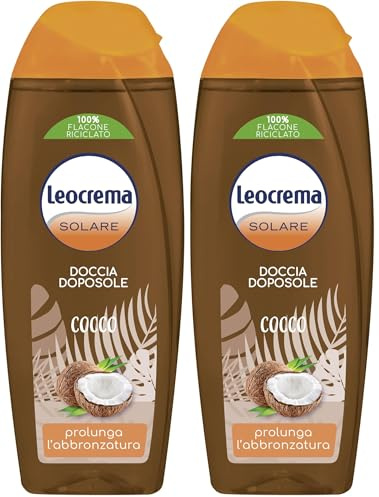 Leocrema, Doccia Doposole Cocco, Prolunga l'Abbronzatura, Idrata e Rigenera la Pellle, 250ml (Confezione da 2)