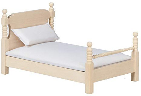 Melody Jane Puppenhaus Unfinished 1:12 Schlafzimmermöbel Naturholz Doppelbett
