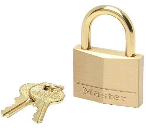 Master Lock 645EURD Lucchetto a Chiavi con Corpo e Archetto in Ottone Massiccio, Oro, 6.2 x 4.4 x 1.3 cm