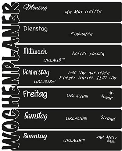 Wandkings Wandtattoo Wochenplaner aus Tafelfolie 40 x 50 cm, schwarz, selbstklebend