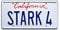 Iron Man | STARK 4 | Metal Stamped License Plate