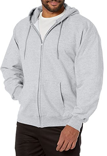 Hanes Men's Full Zip Ultimate Heavyweight Hoodie, Light Steel, Large