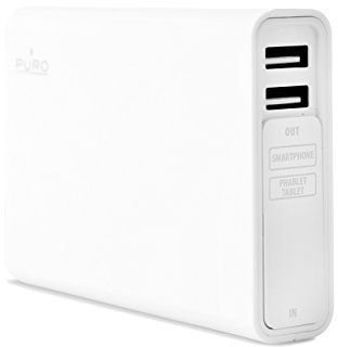 Puro BB104C2WHI Akku für Smartphone/Tablet/iPad, 2 x USB, 3,1 A, Weiß