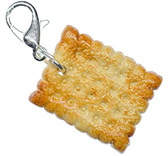 Miniblings Keks Charm Charms Butterkeks Cookie eckig 20mm - Handmade Modeschmuck I Kettenanhänger versilbert - Bettelanhänger Bettelarmband - Anhänger für Armband