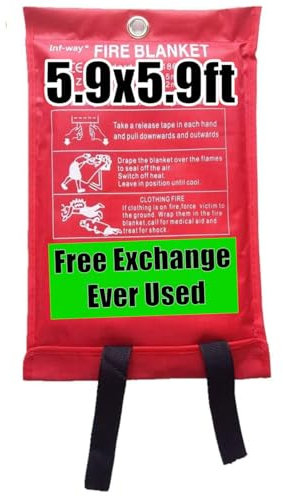 Inf-way Notfall-Feuerdecke für Zuhause und Küche, 5 Größen zur Auswahl, 1 Packung extra große Feuerlöschdecke, 1,8 x 1,8 m