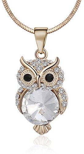 Ouran Lange Halskette für Frauen, Eule Anhänger Halskette für Mädchen Rose Gold und Silber Halskette mit CZ Crystal Choker Halskette (Vergoldet)