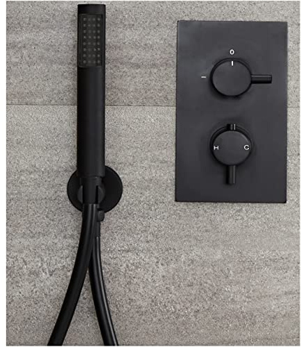MILANO Mixer Valve Pencil Hand Shower Hose Outlet Elbow Bracket Black