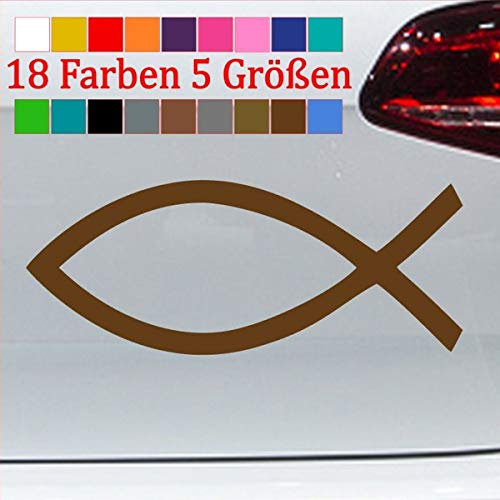 Taufe Fisch Aufkleber Firmung Sticker Ichthy Auto Sticker Kirche Jesus 92-Kupfer 14x5,5cm