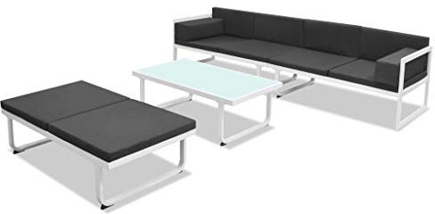 Tidyard Gartensofa-Garnitur Sofa-Set-Gartengarnitur Lounge Sitzgarnitur Gartensofa 2-Sitzer-Sofa-Lounge Esstisch Gartenmöbel-Set Sofa Garnitur Couch-Eck,Aluminium-Rahmen+Textilene