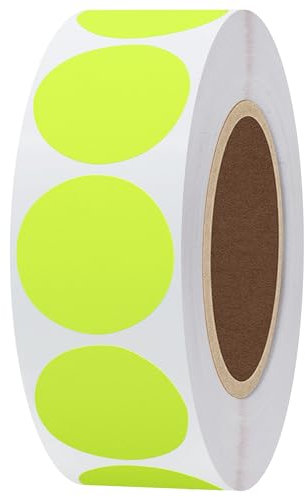 Hylabelest 25mm Runde leere Fluoreszierendes Gelb Paster Aufkleber Insgesamt 1000 Punkte Target Selbstklebend pro Rolle