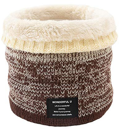 MoreChioce Unisex Strickschal, Winter Warm Schlauchschal Loop Schal Gestrickter Nackenwärmer Windstopper-Schal mit Fleece innen Hals Warmer zum Skifahren Motorrad Radfahren Wandern,Beige