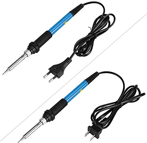 Soldador eléctrico, kit de herramientas manuales de temperatura ajustable de 60 W con botón de encendido/apagado para estaciones de soldadura, (Estándar europeo 220V)