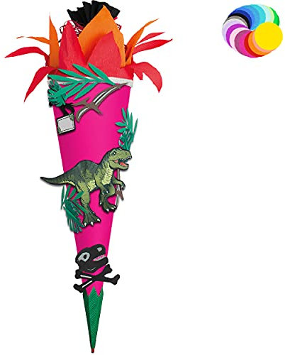 alles-meine.de GmbH Bastelset - Schultüte Farbe & Größe wählbar 70/85 / 100 cm - Dinosaurier - Tyrannosaurus Rex - Farbe frei wählbar - Bastelschultüte - Zuckertüte zum sel..
