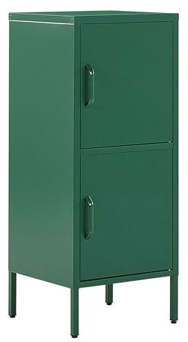 Beliani Aktenschrank mit 2 Türen 4 Ablagefächern Stahl grün Industrie Stil Huron