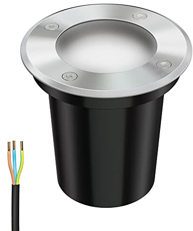 ledscom.de Bodeneinbauleuchte BOLI für außen, IP67, edelstahl, gefrostet, rund, 108mm Ø inkl. LED Lampe 450lm warmweiß