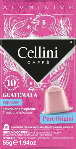 Café Cellini Capsules Aluminium Compatibles Nespresso* - Guatemala 100 pcs | Café aux Notes de Chocolat et Goût Intense
