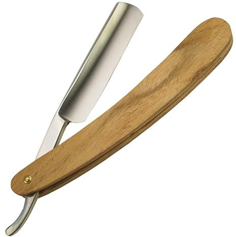 Stahl Rasiermesser: Premium Rasierer Herren mit Rosenholz Griff für präzise Nassrasur – Bart Messer Rasierer Klinge – Nassrasierer Herren Fantasia