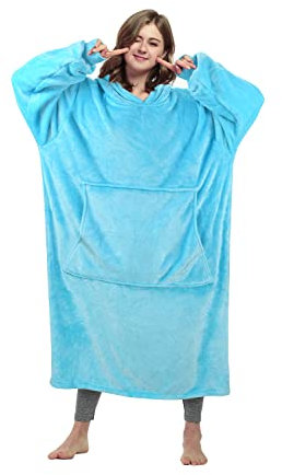 Catalonia Classy Extra Lange Fleece Hoodie Decke, Flauschige Übergroße Kuscheldecke mit Ärmeln und Kapuze, Warme Großes Kapuzendecken, Tragbare Decke zum Anziehen als Geschenkidee für Damen Herren