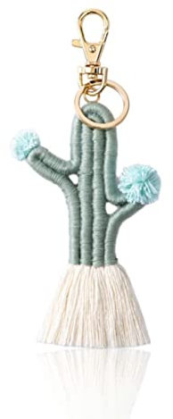 QINC Creative Cactus Keyrings Women Cute Accessories For Bag Backpack Green Woven Cactus Keychains Colorful Rainbow Keyring