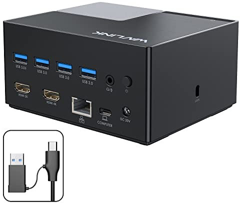 WAVLINK Dockingstation, Mac Extend 2 Monitore, USB C/USB 3.0 Universal Docking Station, mit 2 x HDMI, 100 W PD, Gigabit Ethernet, 4 USB-Ports, Audio für Mac Windows.