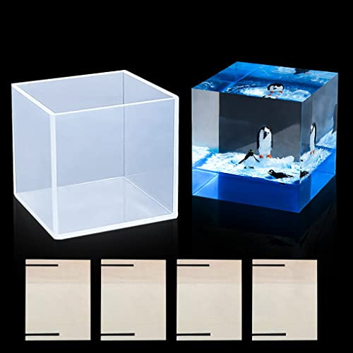 FineInno Würfelform Silikonform Cube Resin Mold 10.6cm Quadrat Gießform Harz Form Tief & Groß Würfel Epoxidharz Form für DIY Mikrolandschaft Handwerk Kerze Seife