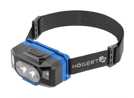Högert Technik - LED Stirnlampe USB aufladbar, Kopflampe mit Powerbank, 6 Modi, Bewegungssensor, IPX4, 1200 mAh Li-Ion,