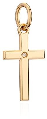 NKlaus Kettenanhänger Kreuz 585 Gelb Gold Brillant 0,005 ct W/Si Diamant 15x18 mm Kruzfix 11473