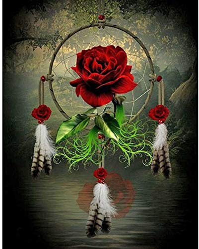 ALINUOYQ DIY Diamant Rose Dreamcatcher Full Round Drill Mosaik Kunst Bild von Strass