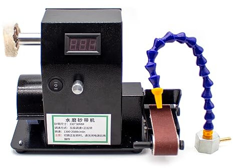 LeTkingok AC 100-240V Wassergekühlte Messerschärfmaschine, Automatischer Kleiner Elektrischer Bandschleifer Digitalanzeige Geschwindigkeit Einstellbarer Messerschärfer
