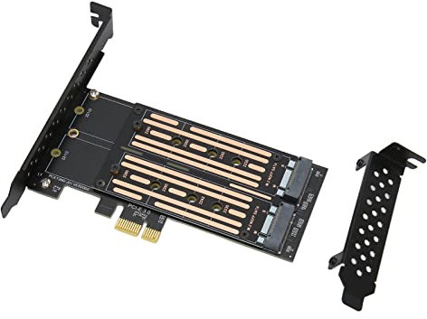 Bewinner M.2 NVMe zu PCIE Adapter, M.2 NVMe SSD zu PCIE Erweiterungskarte, 6 Gbps NCQ MSI Controller Erweiterungskarte, Dual M.2 PCIE Adapter für Win 7/8/8.1/10/11