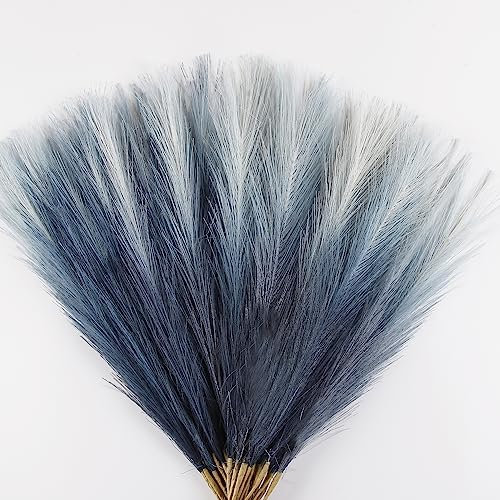 Acfruits Pampasgras, klein, 30 Stück, 43,2 cm, Kunst-Pampasgras, kurzes Dekor, Pompasgras, Blumenarrangement und Vasenfüller für Boho, Zuhause, Hochzeitsdekoration (marineblauer Farbverlauf)