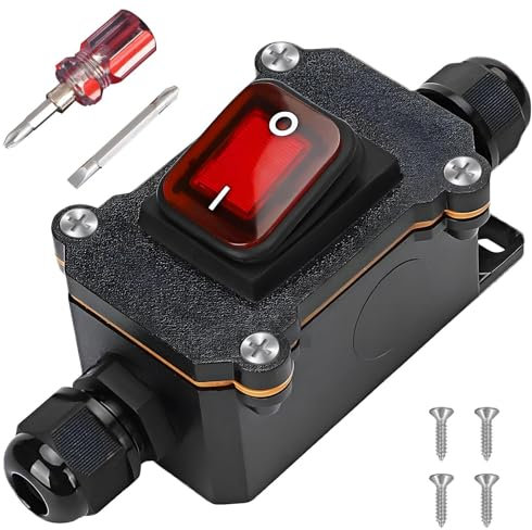 Interruptor en línea impermeable 12 V CC 20 A DPST 4 pines, IP67 12 V, interruptor de cable, interruptor de cable de encendido y apagado, interruptor basculante, resistente al agua para uso en