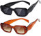 kimorn Rechteck Sonnenbrille für Frauen Männer Trendy Retro Trendy Sonnenbrille 90's Vintage Square Frame (Schwarz+Amber Frame Gradient Brown Linse)