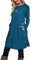 Aokosor Long Sleeve Dress for Women Jumper Dress Ladies Button Tunic Dress with Pockets Pine Blue Size 14-16