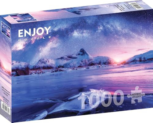 1000 Pieces Jigsaw Puzzle for Adults – Matte Finish, Soft Touch, Sturdy and Unique Pieces, Tight Fit, Vivid Colors, Missing Pieces Service – Milky Way Space View and Island Landscape – by ENJOY Puzzle