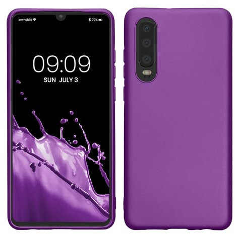kwmobile Case kompatibel mit Huawei P30 Hülle - Schutzhülle aus Silikon metallisch schimmernd - Handyhülle Metallic Violett