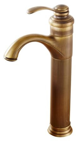 Beckenhahn Wasserhahn Badezimmer-Reinkupfer-Retro-Hotel-Wasserhahn Erhöht Heiß Und Kalt Alle Kupfer-Aufsatzwaschbecken Bronze-Bronze Braun Erhöht