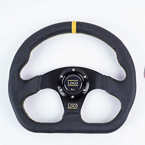 MOEENS Volante Sportivo Auto,Volante A Calice Universale Interni Parti 13 Pollici PVC Car Racing Volanti Profonda di Mais alla deriva Sport Volante con Decorazione (Color : Black Yellow)