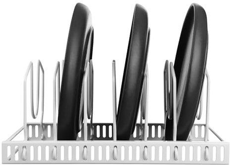 GRÄWE Porta coperchio in acciaio inox, porta coperchio per cassetti, per pentole, taglieri, piatti, padelle con scomparti regolabili, contenitore per coperchio, nero