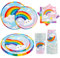 Fowecelt Rainbow Party Tableware - 120 pcs Paper Plates, Cups & Napkins Set for Kids' Birthday Parties