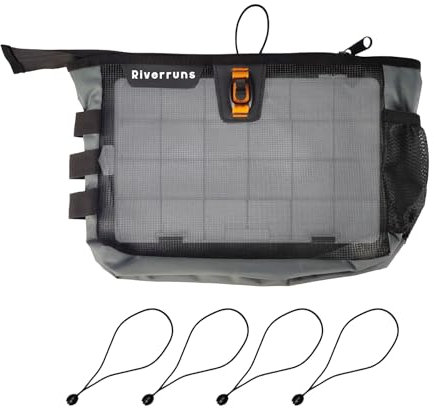 EDSRDPLT Riverruns Mesh Storage Kayak Storage Compartment Attaches to Kayak Seat or T-track. Grey, Single Pocket Tackle Box, 8.25 x 1 x 0.25 inches