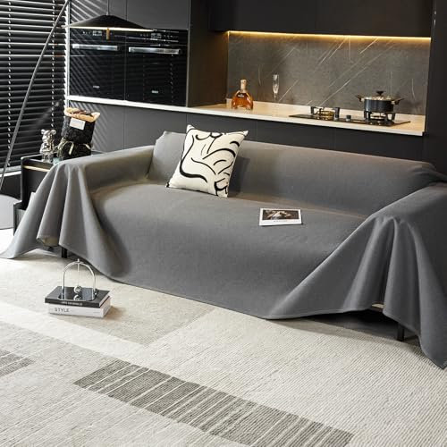 VanderHOME Waffel Sofaüberwurf wasserdichte Sofaüberwurf Antirutsch Sofahusse Schutz vor Haustier Katze Hunde Sofa überwurf 190 * 130cm-Dunkelgrau